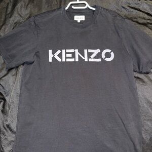 Kenzo Black Short-Sleeve Logo Tee with White Graphic